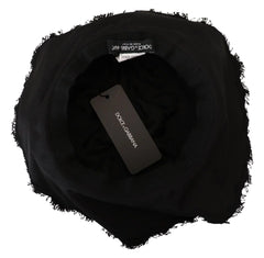 Dolce & Gabbana Black Cotton Wide Brim Shade Hat - 57 cm|S - Sun Hats