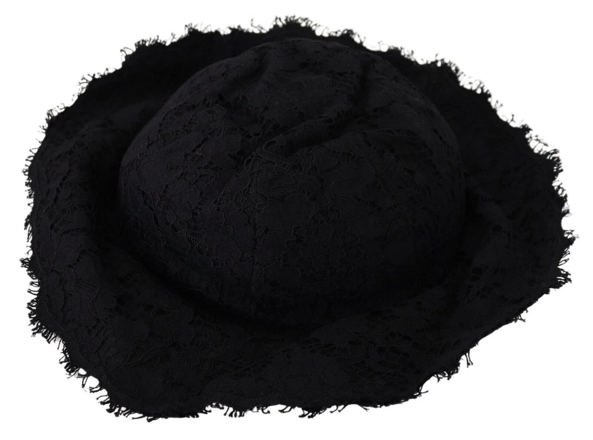 Dolce & Gabbana Black Cotton Wide Brim Shade Hat - 57 cm|S - Sun Hats
