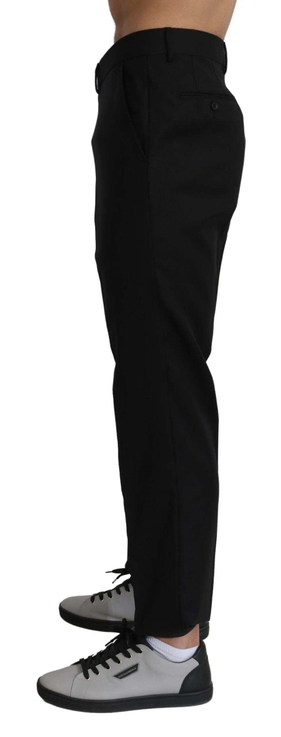 Dolce & Gabbana Black Cotton Wool Formal Dress Pants - IT56 | XL - Trousers
