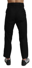 Dolce & Gabbana Black Cotton Wool Formal Dress Pants - IT56 | XL - Trousers