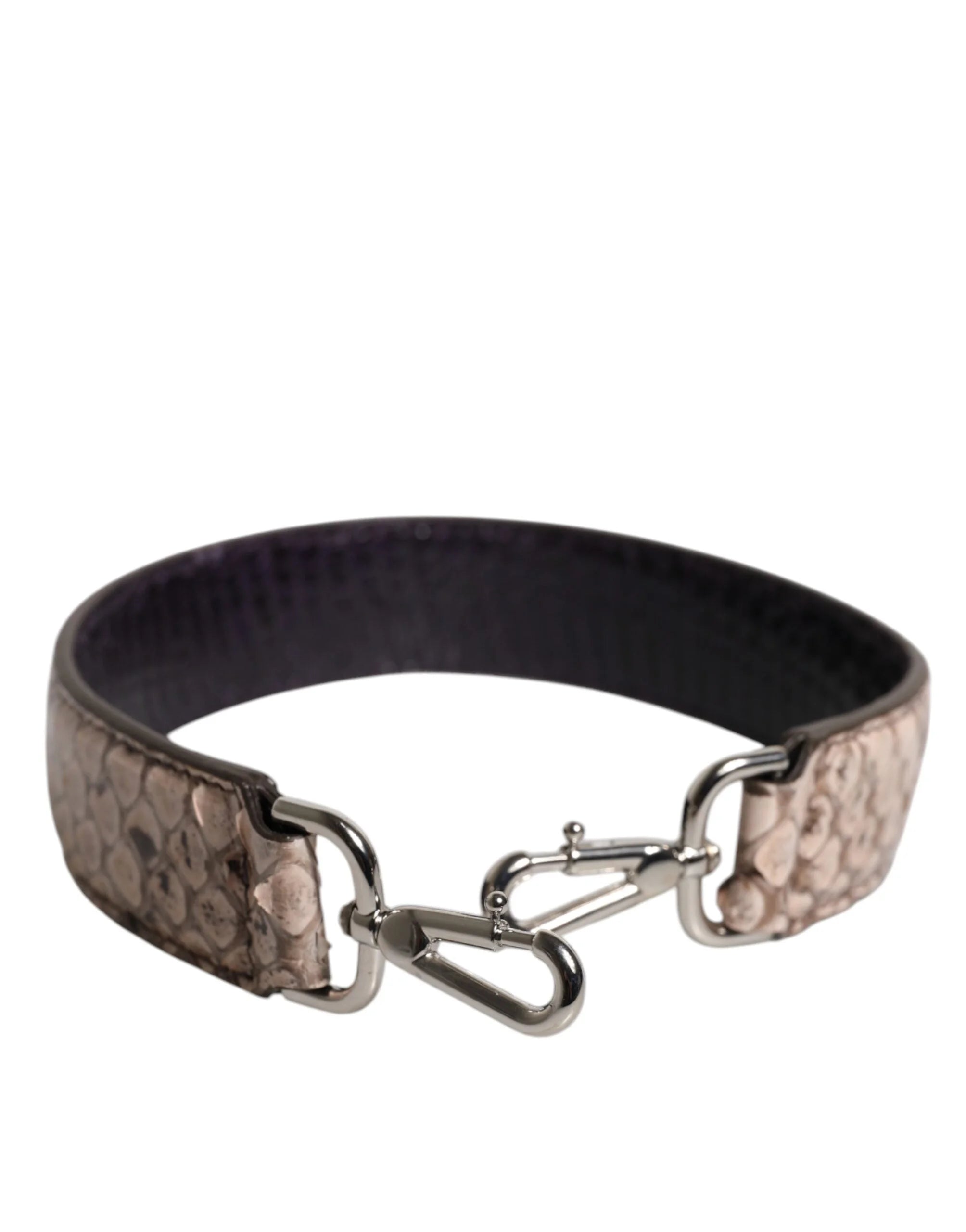 Dolce & Gabbana Black Cream Exotic Leather Bag Shoulder Strap - Handbag & Wallet Accessories