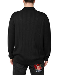 Dolce & Gabbana Black Crest Long Sleeve Men Pullover Sweater - IT48 | M