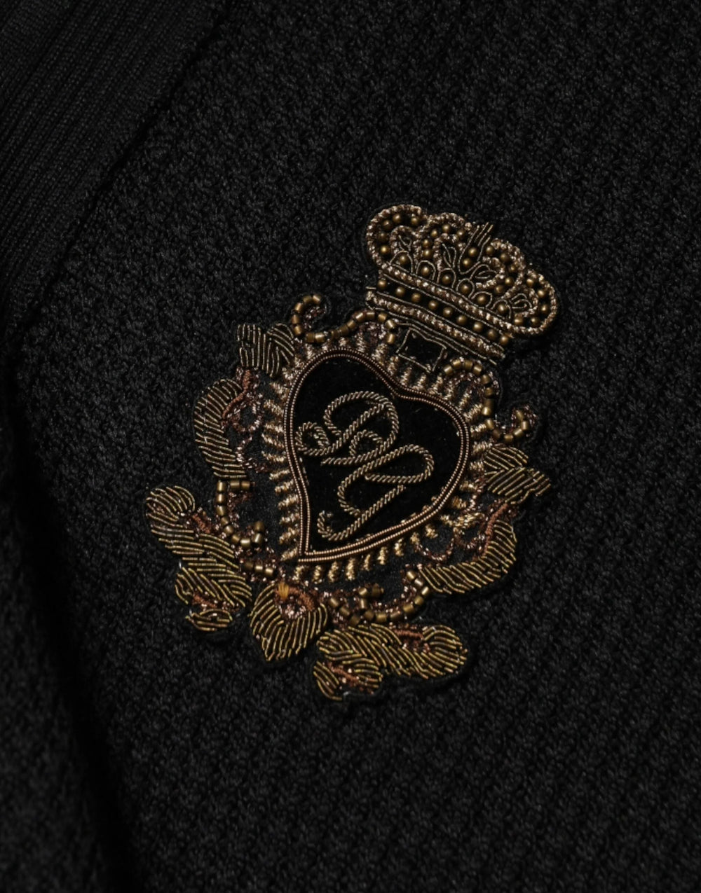 Dolce & Gabbana Black Crest Long Sleeve Men Pullover Sweater - IT48 | M