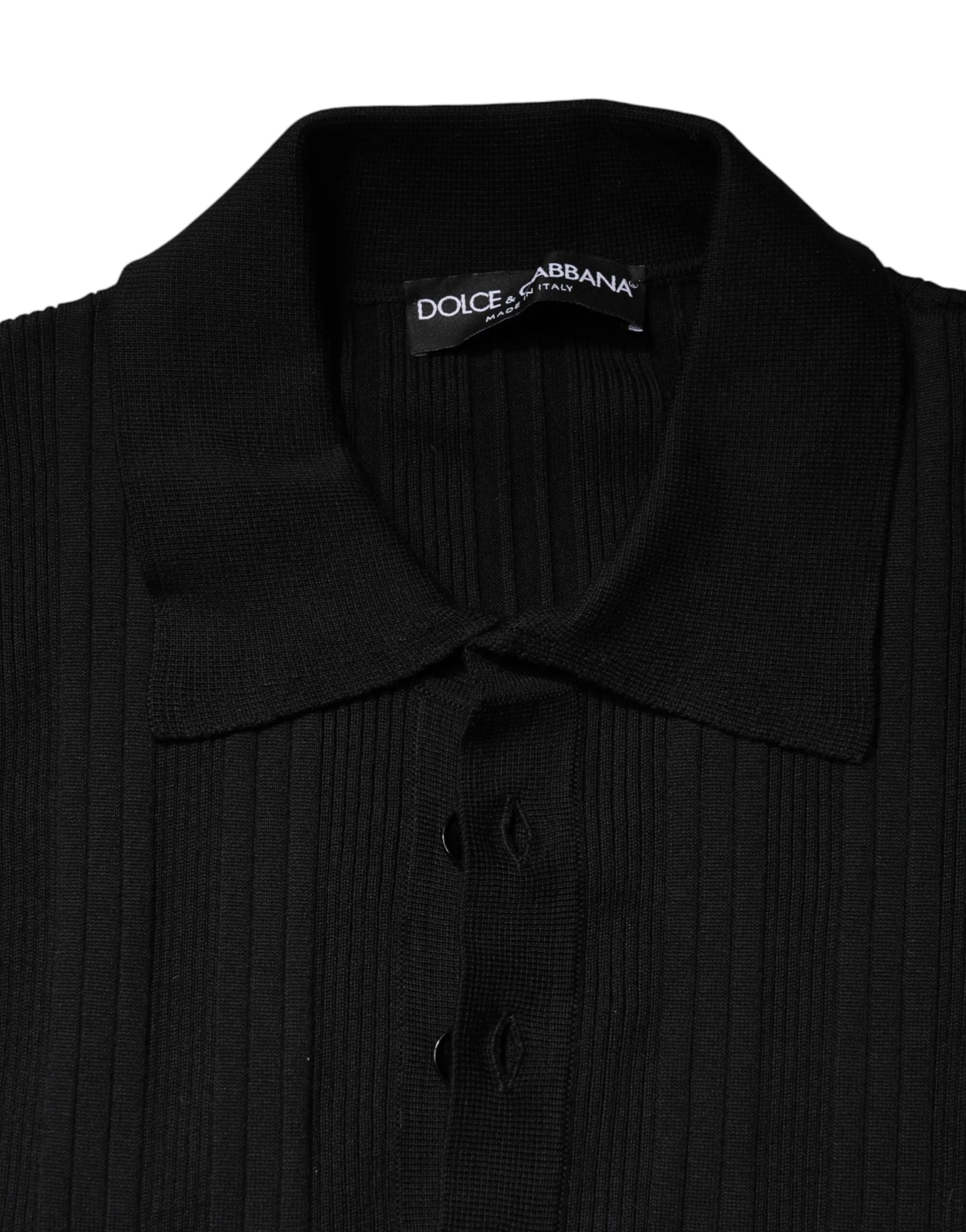 Dolce & Gabbana Black Crest Long Sleeve Men Pullover Sweater - IT48 | M
