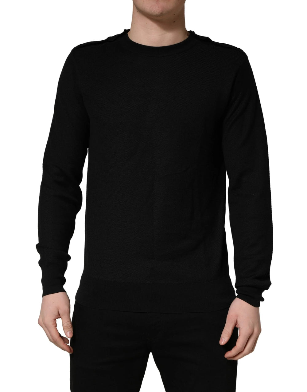 Dolce & Gabbana Black Crew Neck Long Sleeve Pullover Sweater - IT50 | L