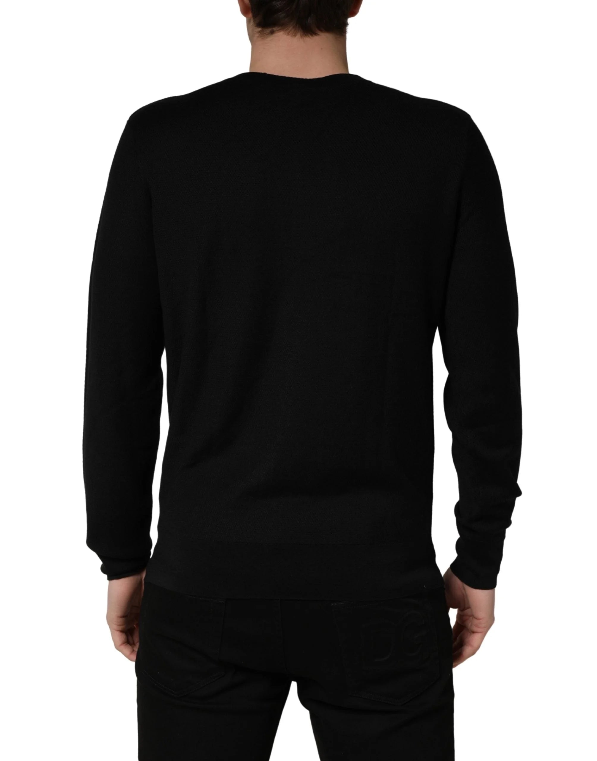 Dolce & Gabbana Black Crew Neck Long Sleeve Pullover Sweater - IT50 | L
