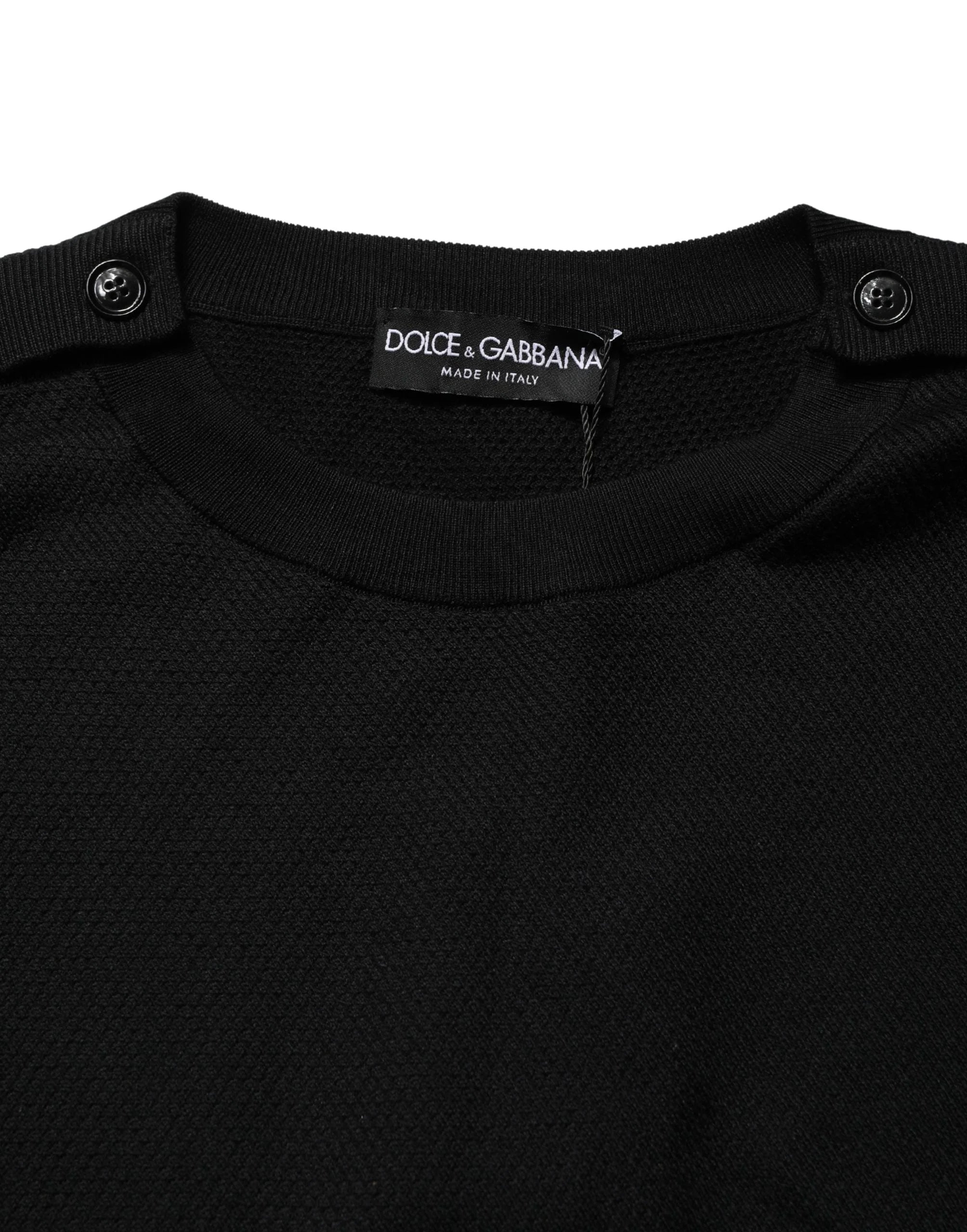 Dolce & Gabbana Black Crew Neck Long Sleeve Pullover Sweater - IT50 | L