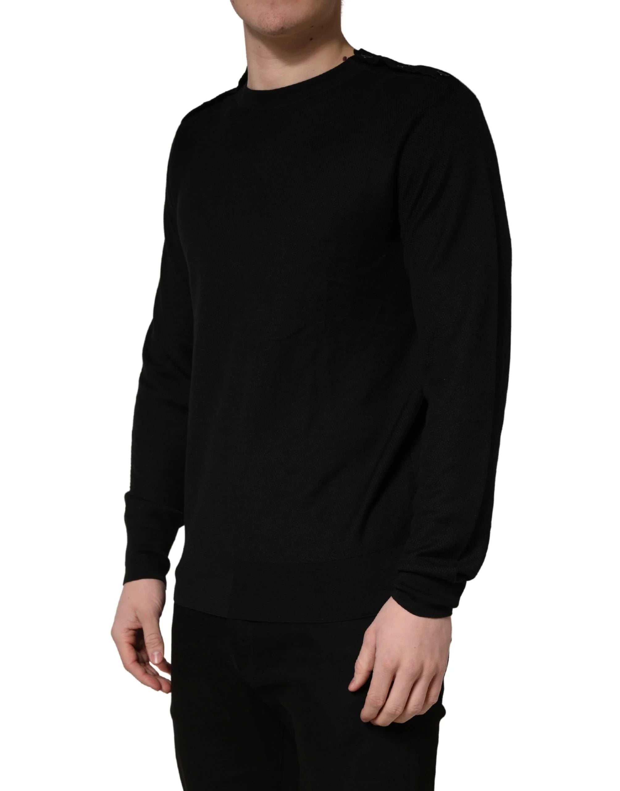 Dolce & Gabbana Black Crew Neck Long Sleeve Pullover Sweater - IT50 | L