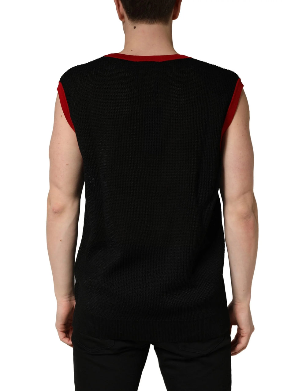 Dolce & Gabbana - Gilet en maille noir à col rond sans manches Homme - IT60 | 3XL