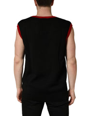 Dolce & Gabbana - Gilet en maille noir à col rond sans manches Homme - IT60 | 3XL