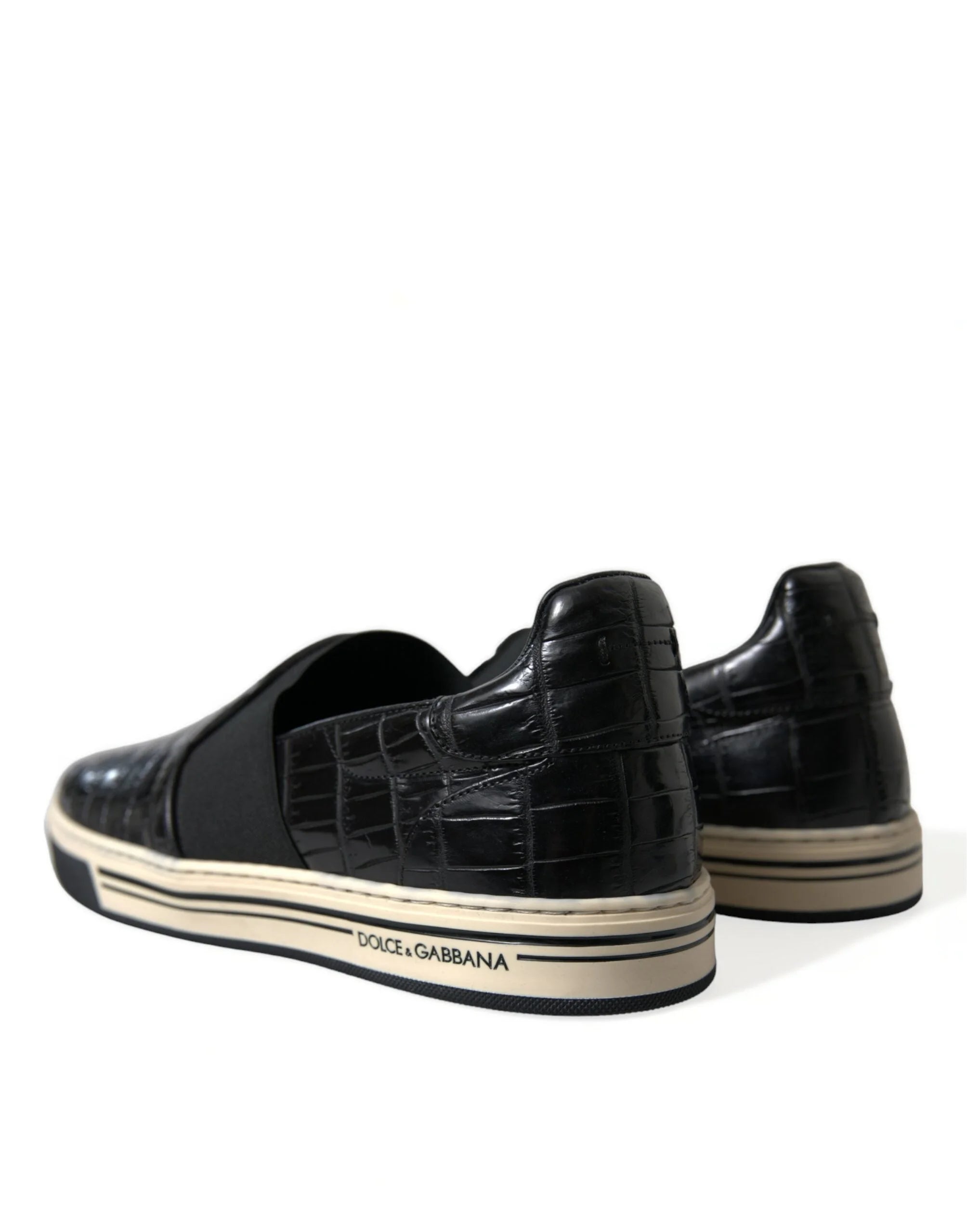 Dolce & Gabbana Black Croc Exotic Leather Sneakers Shoes - EU40/US7