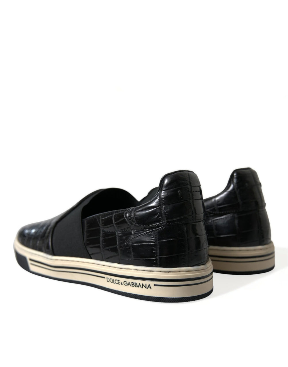 Dolce & Gabbana Black Croc Exotic Leather Sneakers Shoes - EU40/US7