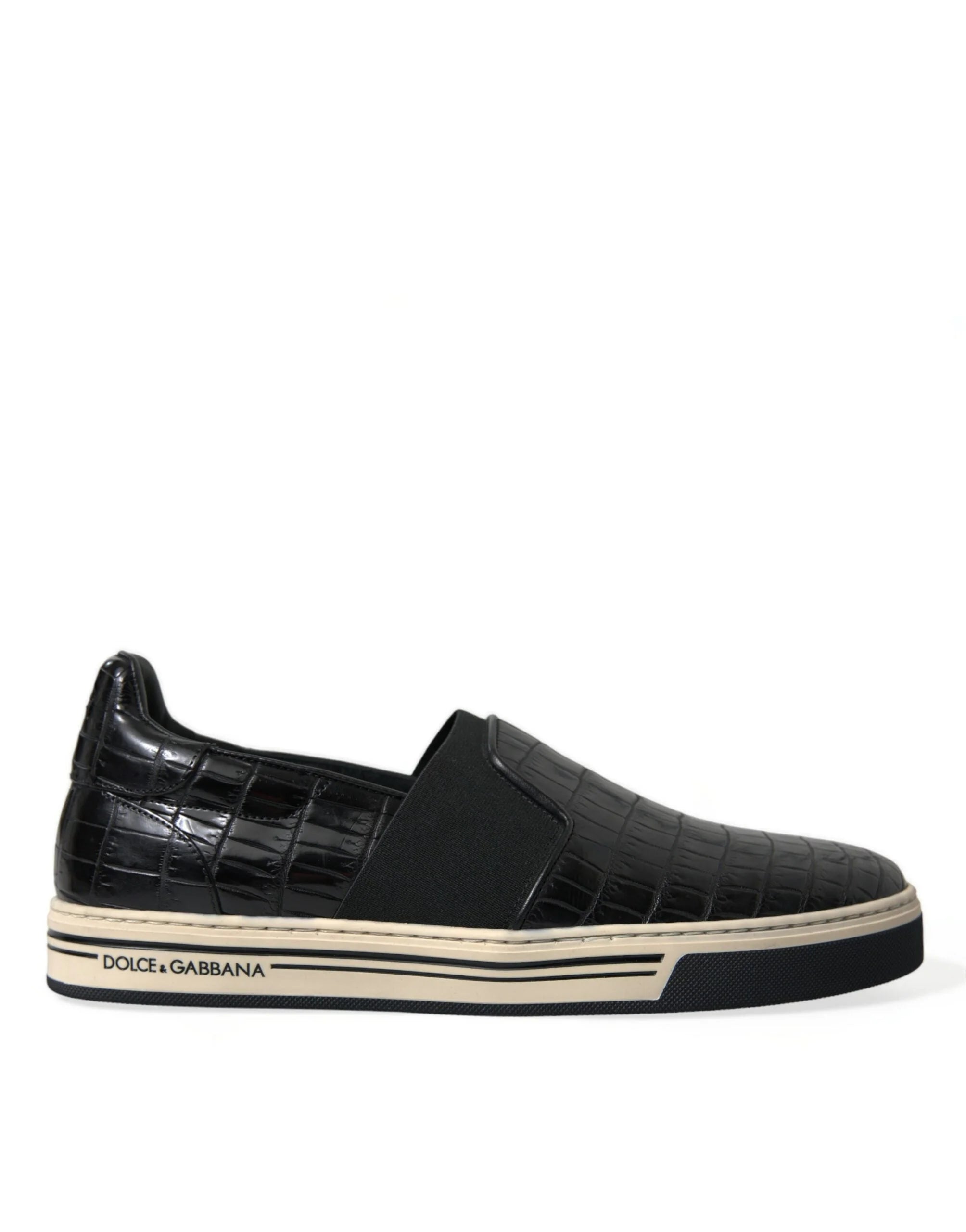 Dolce & Gabbana Black Croc Exotic Leather Sneakers Shoes - EU40/US7