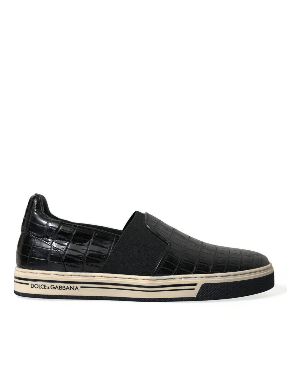 Dolce & Gabbana Black Croc Exotic Leather Sneakers Shoes - EU40/US7