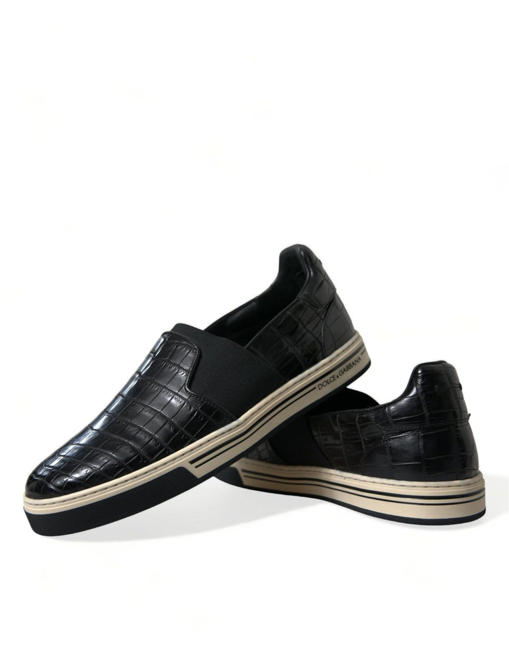 Dolce & Gabbana Black Croc Exotic Leather Sneakers Shoes - EU40/US7