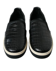 Dolce & Gabbana Black Croc Exotic Leather Sneakers Shoes - EU40/US7
