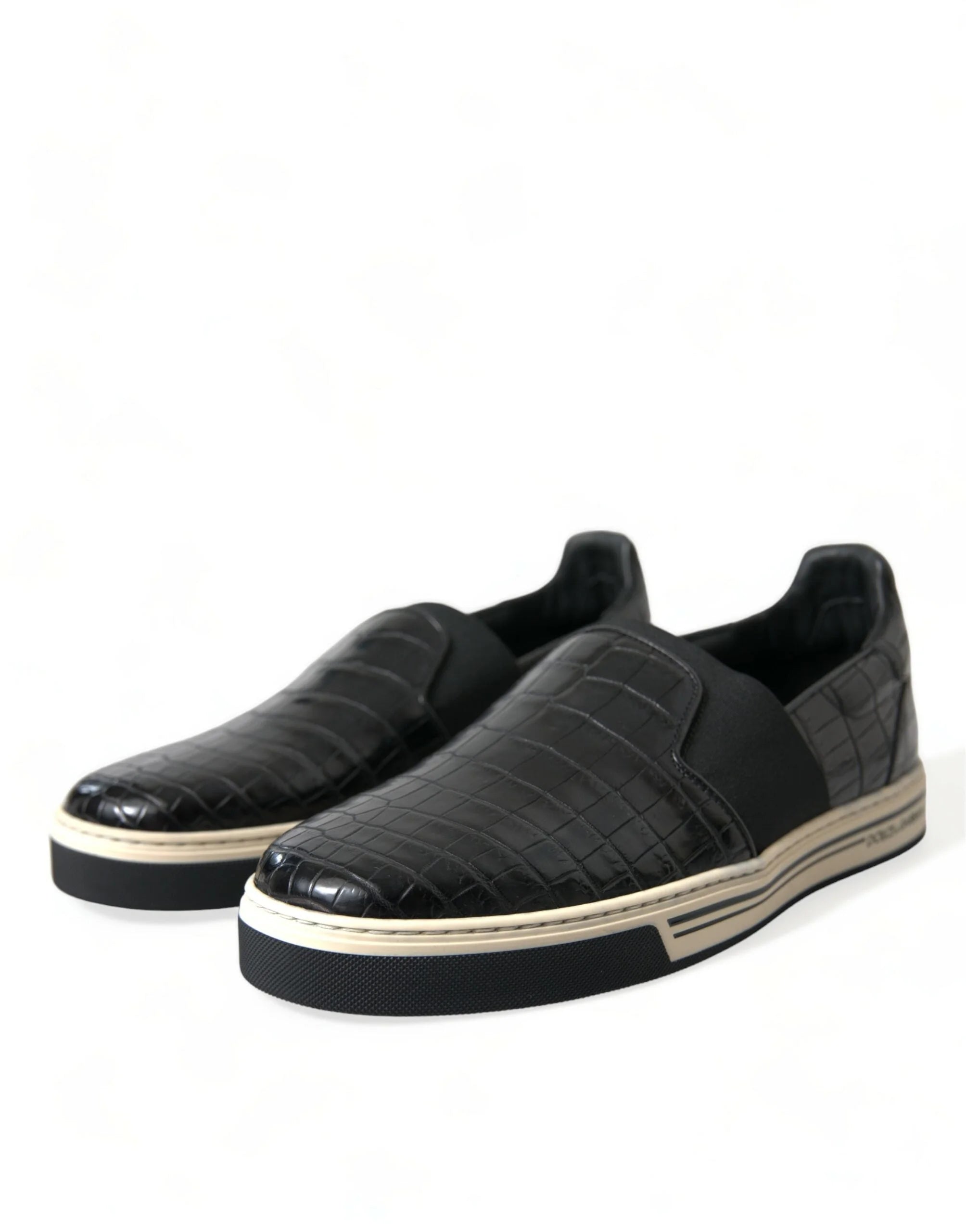 Dolce & Gabbana Black Croc Exotic Leather Sneakers Shoes - EU40/US7
