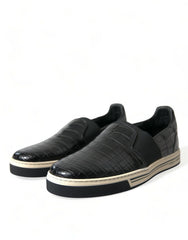 Dolce & Gabbana Black Croc Exotic Leather Sneakers Shoes - EU40/US7