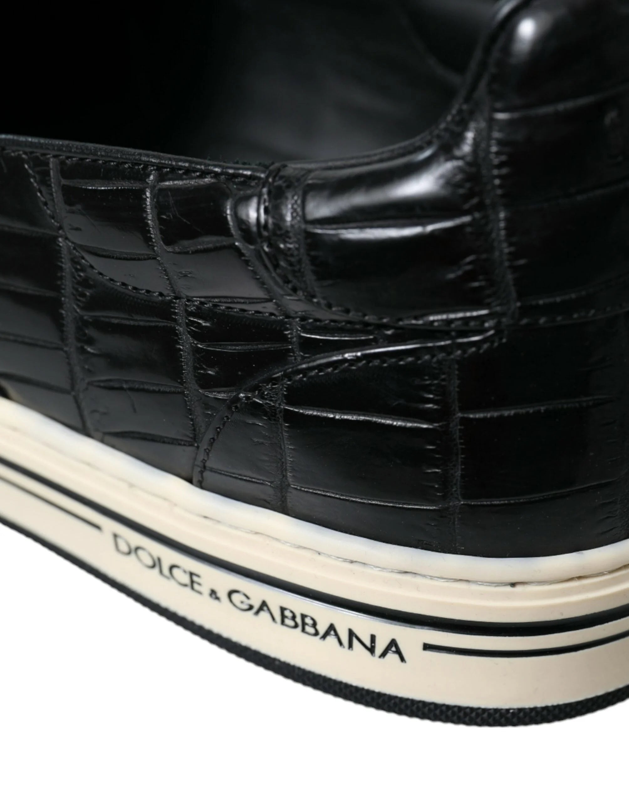 Dolce & Gabbana Black Croc Exotic Leather Sneakers Shoes - EU40/US7