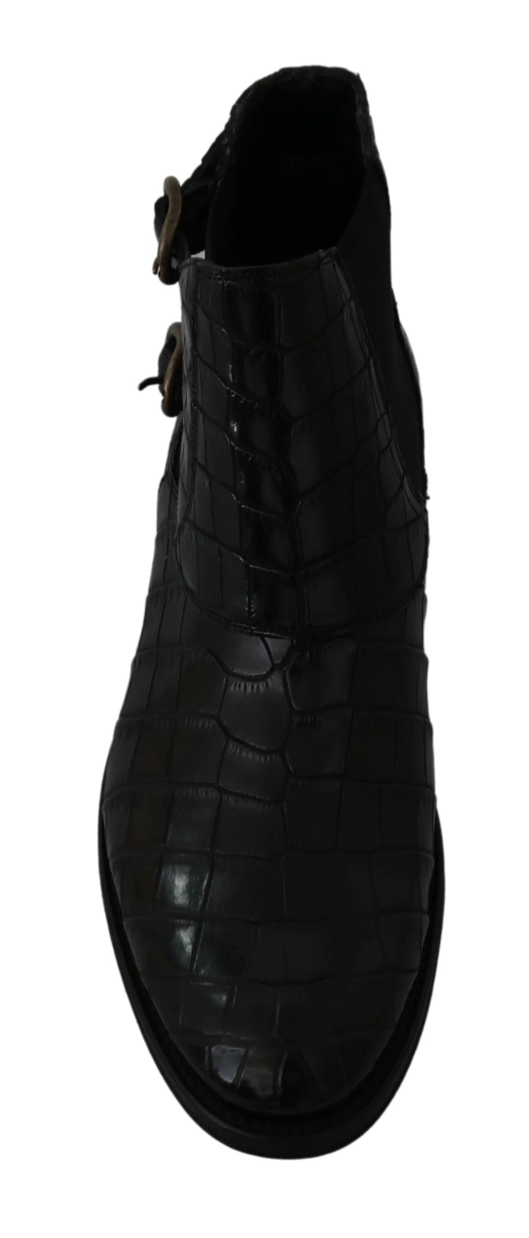 Dolce & Gabbana Black Crocodile Leather Derby Boots Shoes - Boots