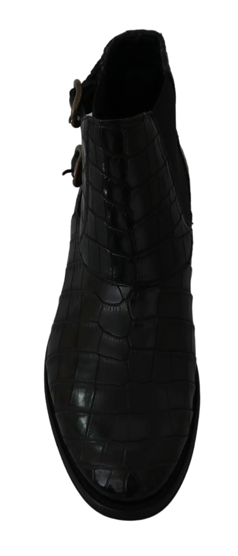 Dolce & Gabbana Black Crocodile Leather Derby Boots Shoes - Boots