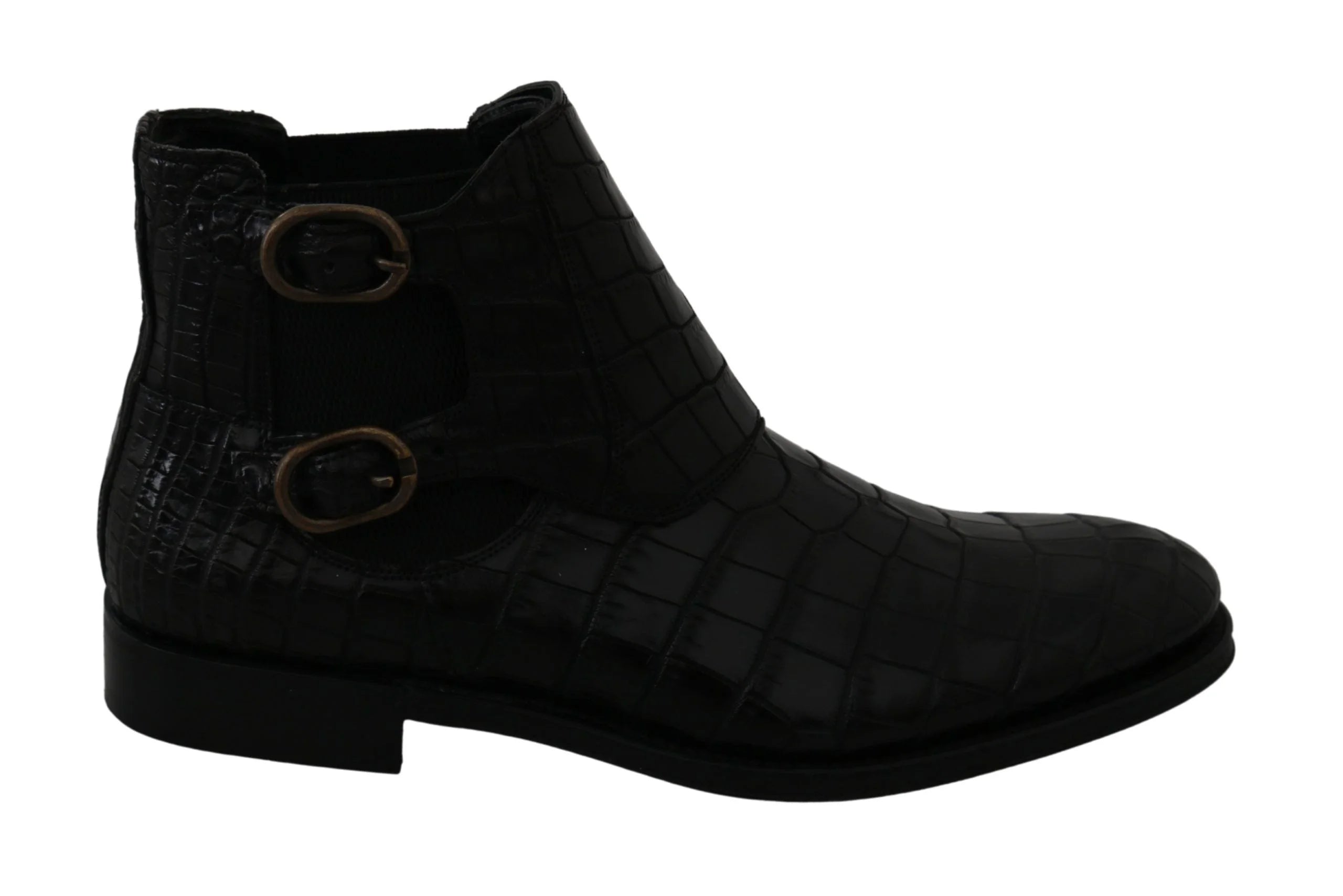 Dolce & Gabbana Black Crocodile Leather Derby Boots Shoes - Boots