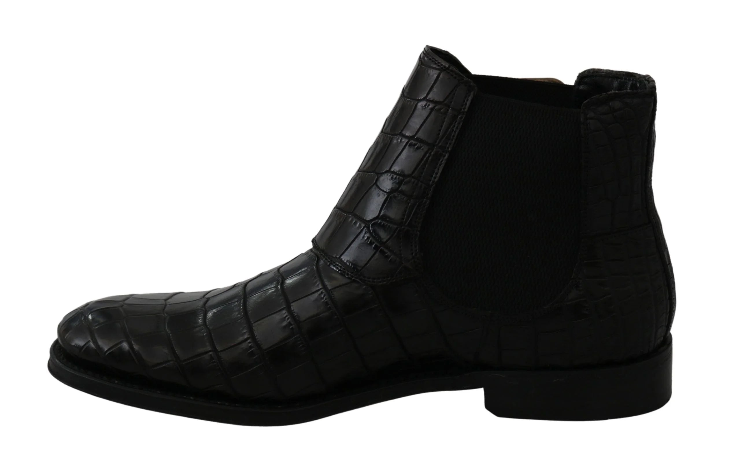 Dolce & Gabbana Black Crocodile Leather Derby Boots Shoes - Boots