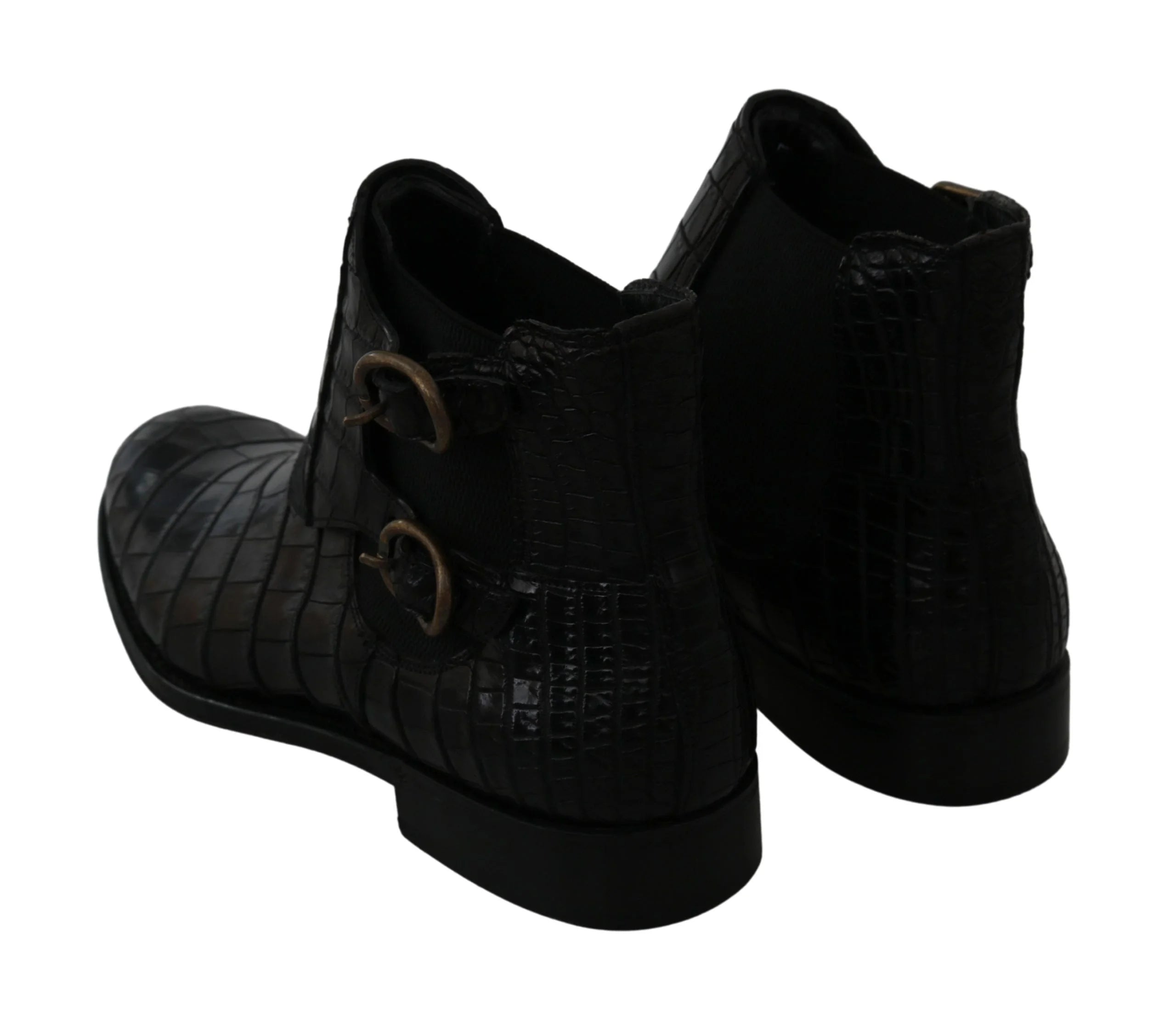 Dolce & Gabbana Black Crocodile Leather Derby Boots Shoes - Boots