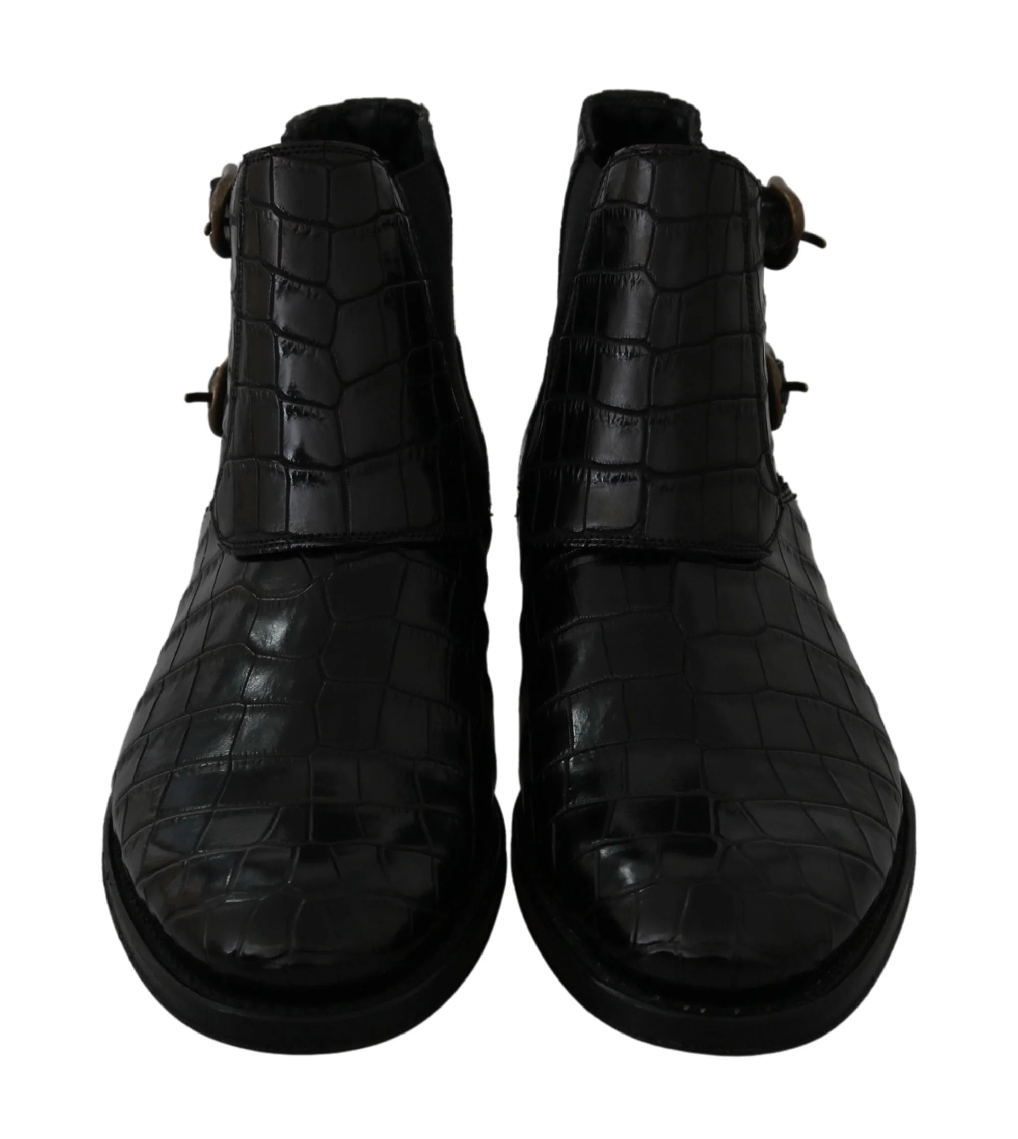 Dolce & Gabbana Black Crocodile Leather Derby Boots Shoes - Boots