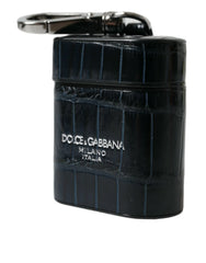 Dolce & Gabbana Black Crocodile Leather Silver Metal Logo Airpods Case - Headphone Carrying Cases