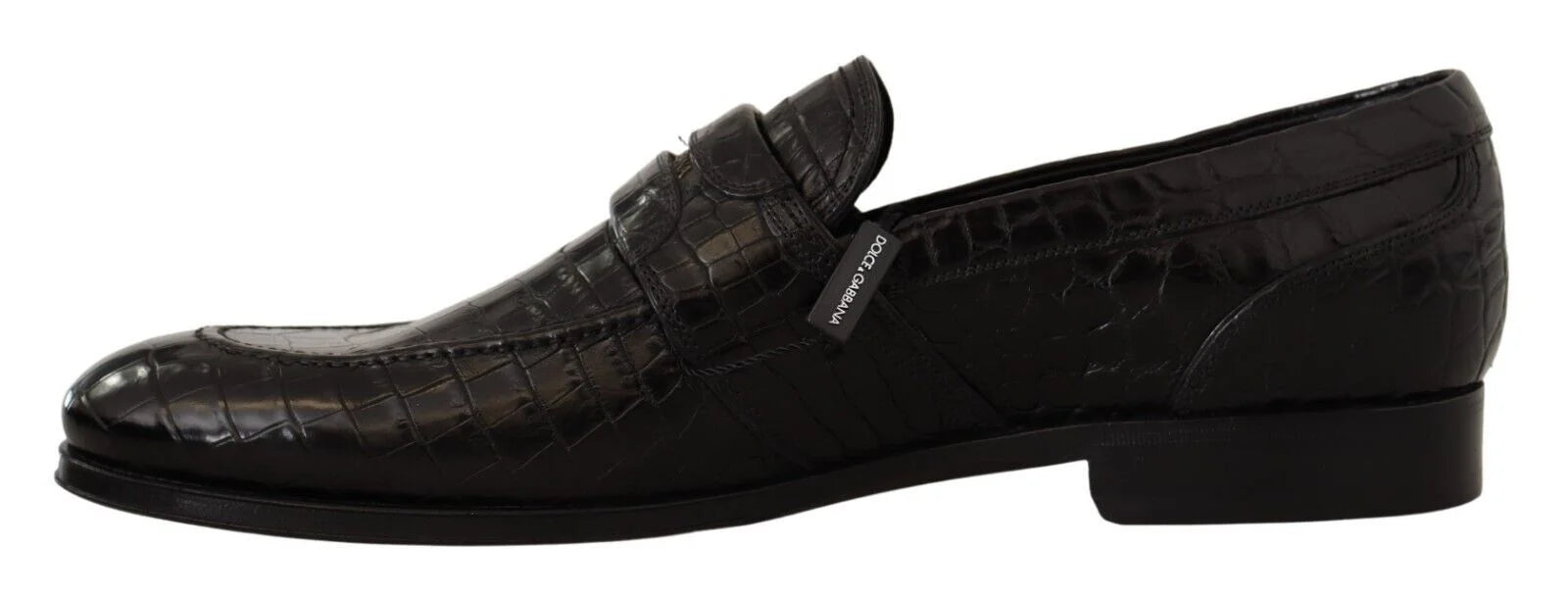 Dolce & Gabbana Black Crocodile Leather Slip On Moccasin Shoes - EU44/US11 - Flats