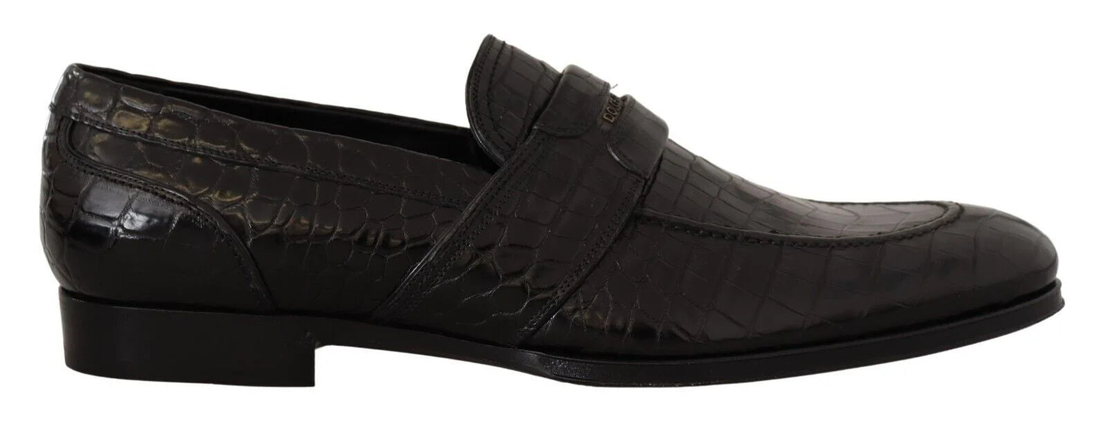 Dolce & Gabbana Black Crocodile Leather Slip On Moccasin Shoes - EU44/US11 - Flats