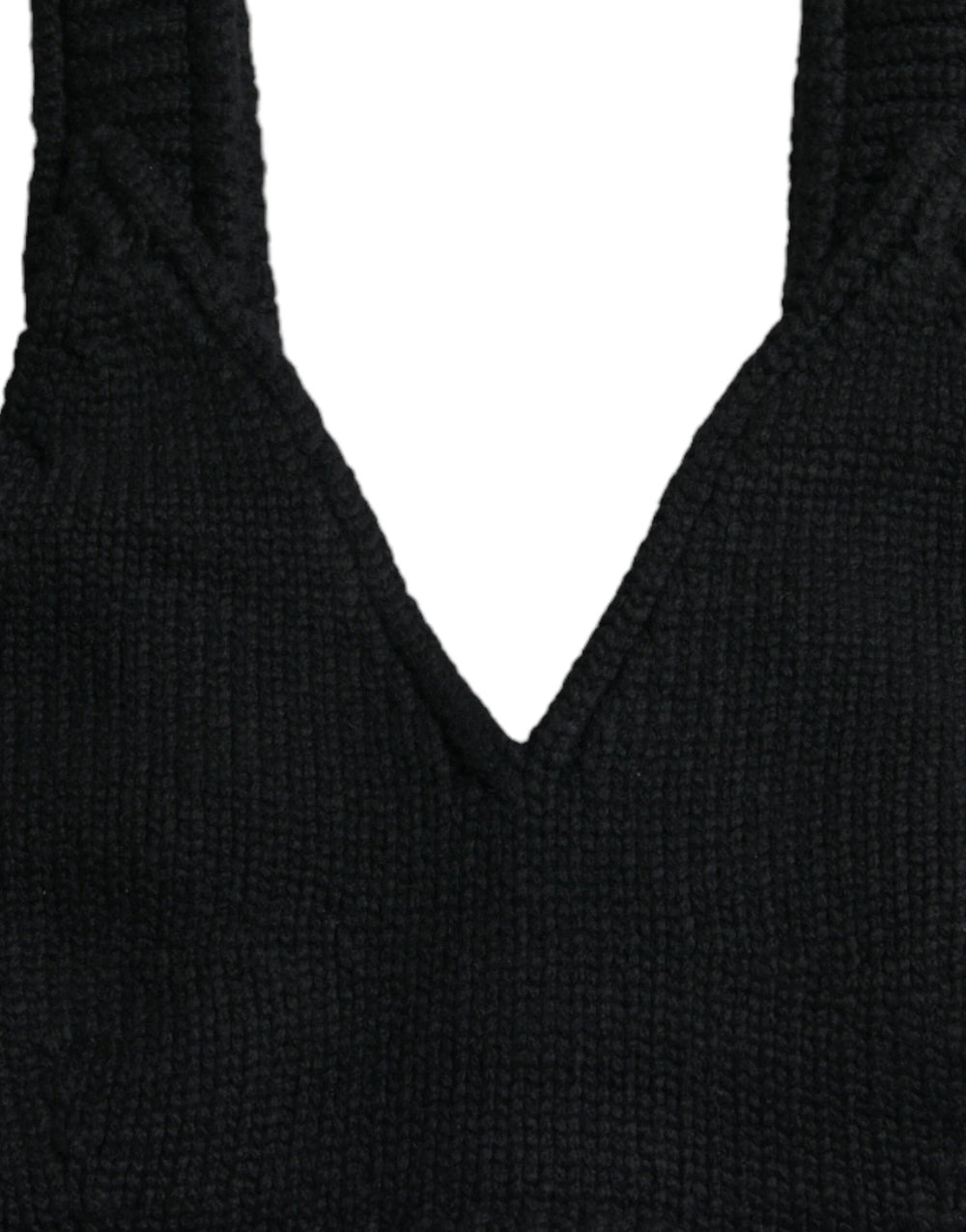 Dolce & Gabbana Black Cropped Cashmere V-neck Bustier Top - Tank Tops