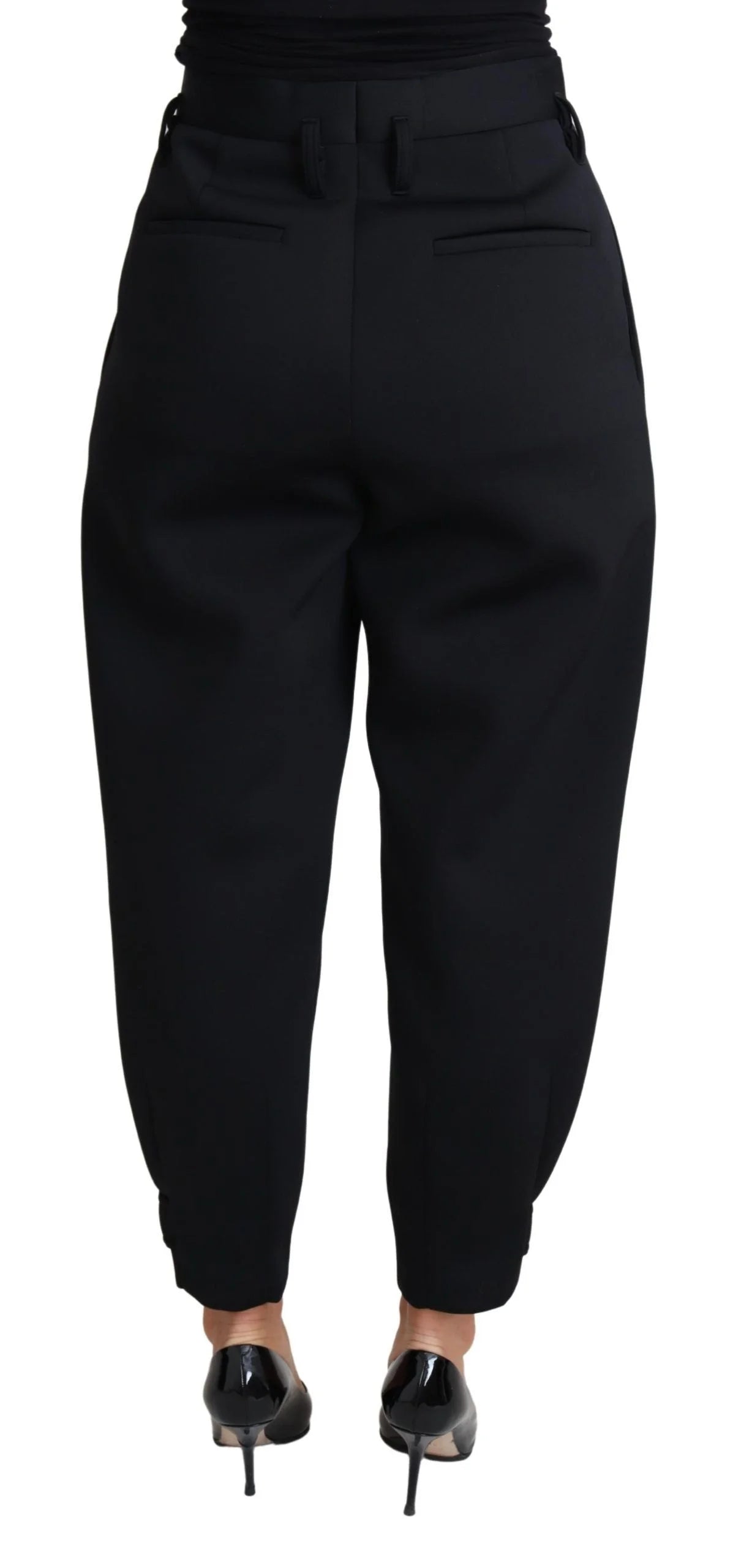 Dolce & Gabbana Black Cropped Dress High Waist Polyester Pants - IT40|S - Trousers