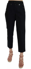Dolce & Gabbana Black Cropped Front Button Embellished Pants - Trousers