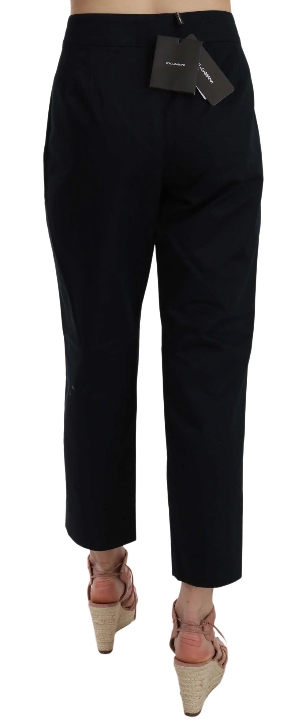Dolce & Gabbana Black Cropped Front Button Embellished Pants - Trousers