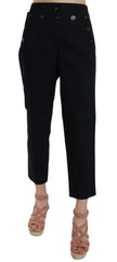 Dolce & Gabbana Black Cropped Front Button Embellished Pants - Trousers