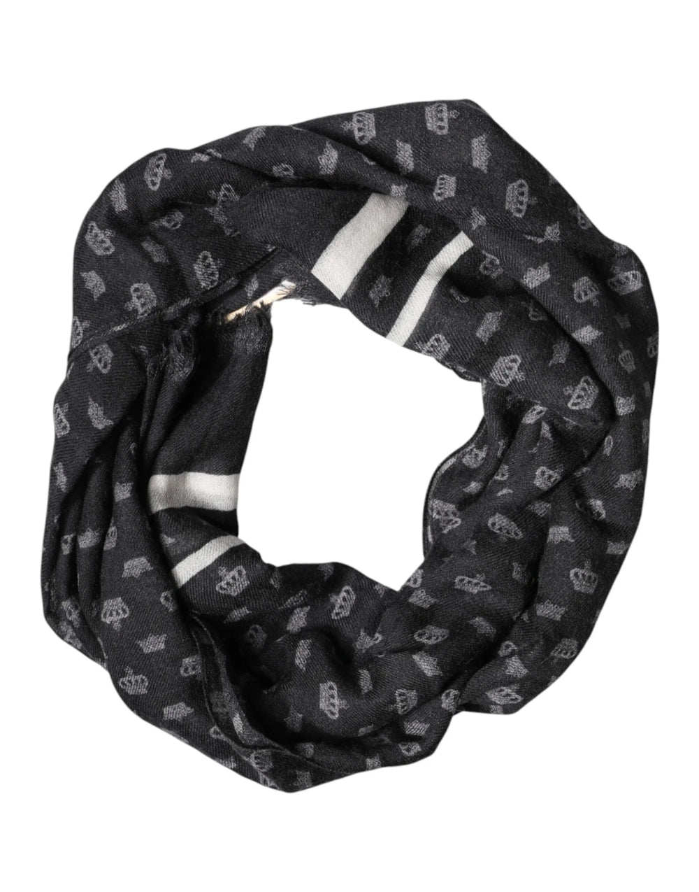 Dolce & Gabbana Black Crown Cashmere Neck Wrap Shawl Scarf