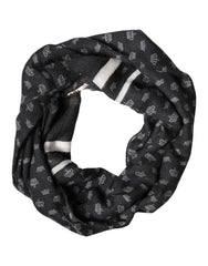 Dolce & Gabbana Black Crown Cashmere Neck Wrap Shawl Scarf