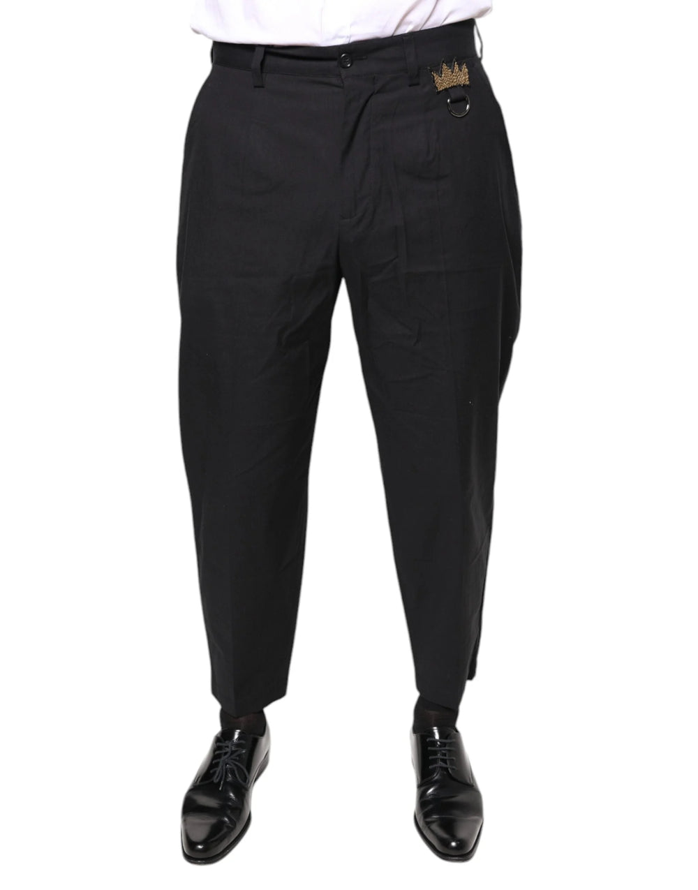 Dolce & Gabbana Black Crown Cotton Dress Pants - IT46 | S - Trousers