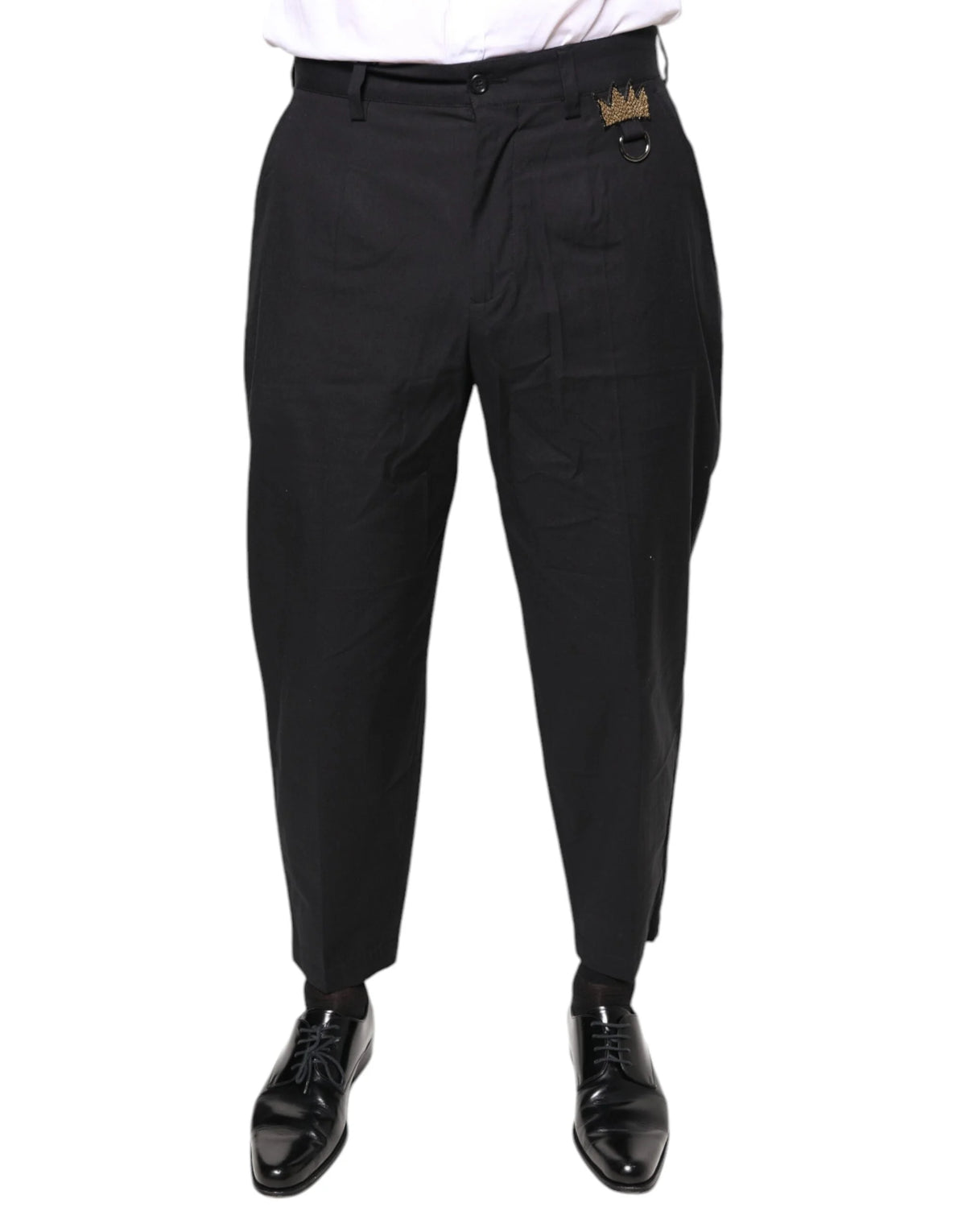 Dolce & Gabbana Black Crown Cotton Dress Pants - IT46 | S - Trousers