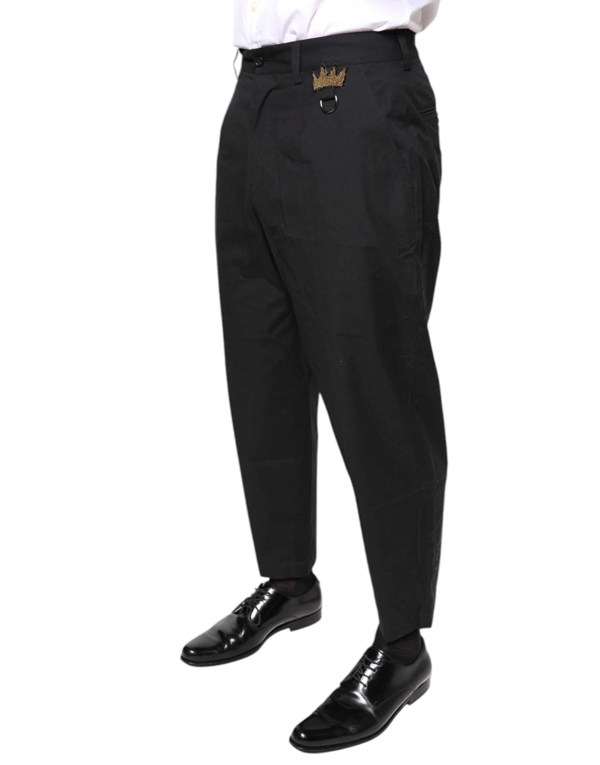 Dolce & Gabbana Black Crown Cotton Dress Pants - IT46 | S - Trousers