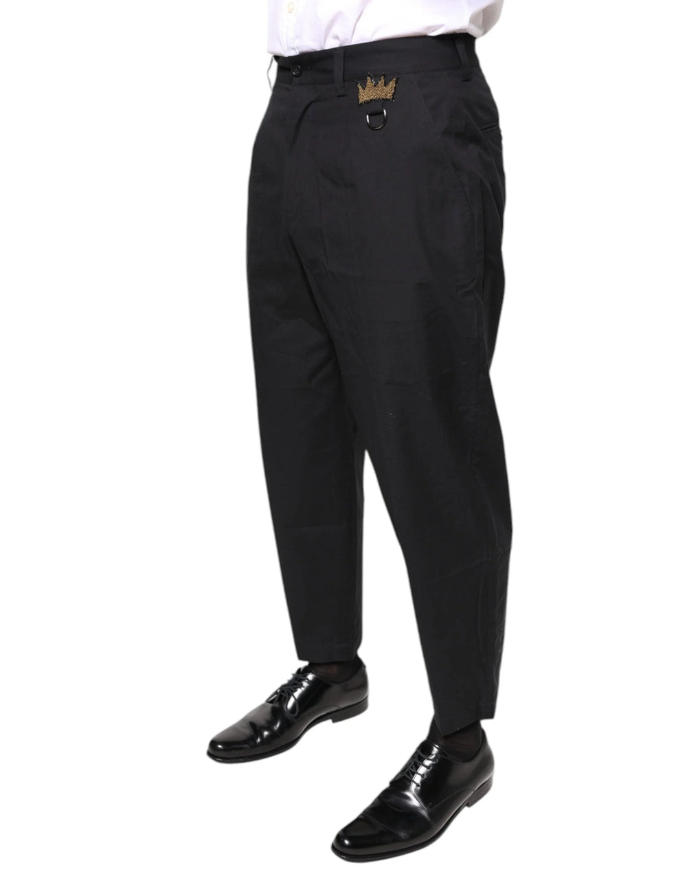 Dolce & Gabbana Black Crown Cotton Dress Pants - IT46 | S - Trousers