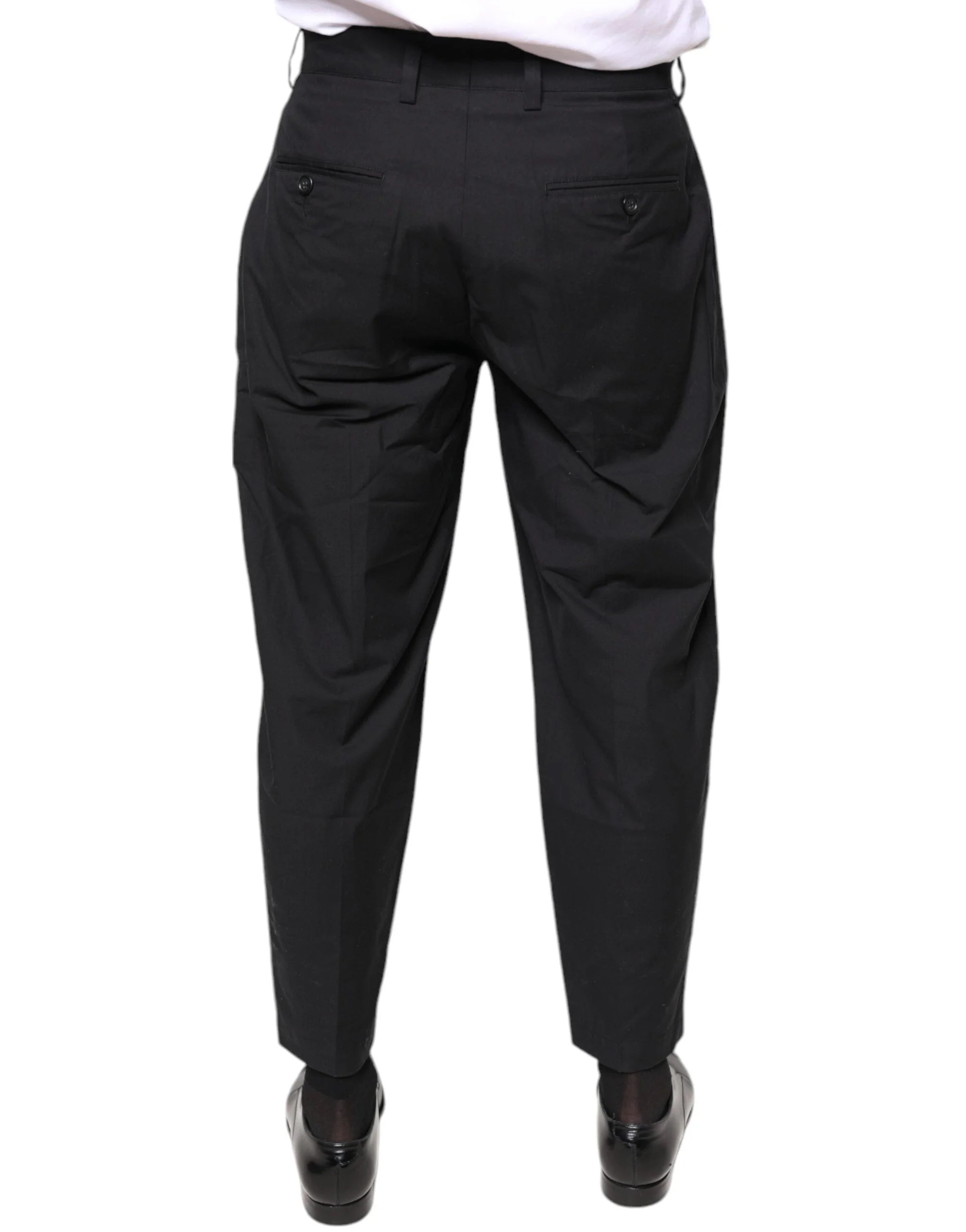 Dolce & Gabbana Black Crown Cotton Dress Pants - IT46 | S - Trousers