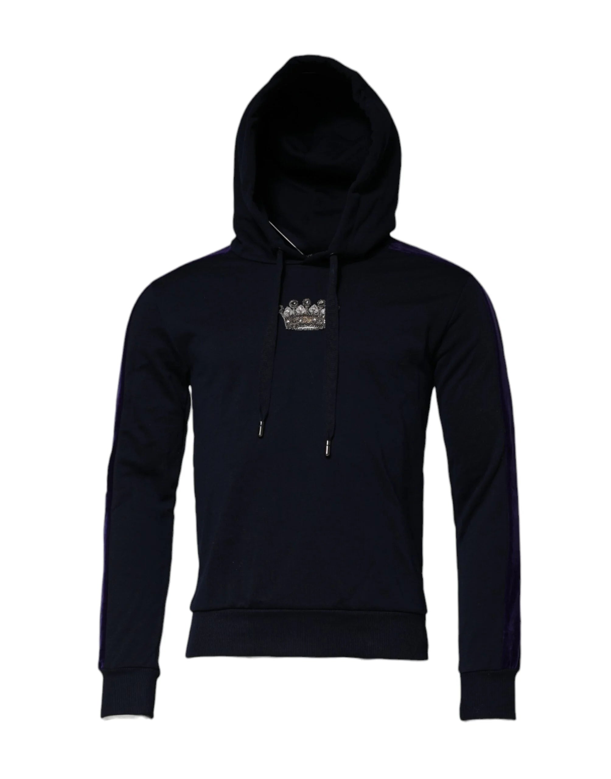 Dolce & Gabbana Black Crown Cotton Hooded Sweatshirt Sweater - IT44 | XS