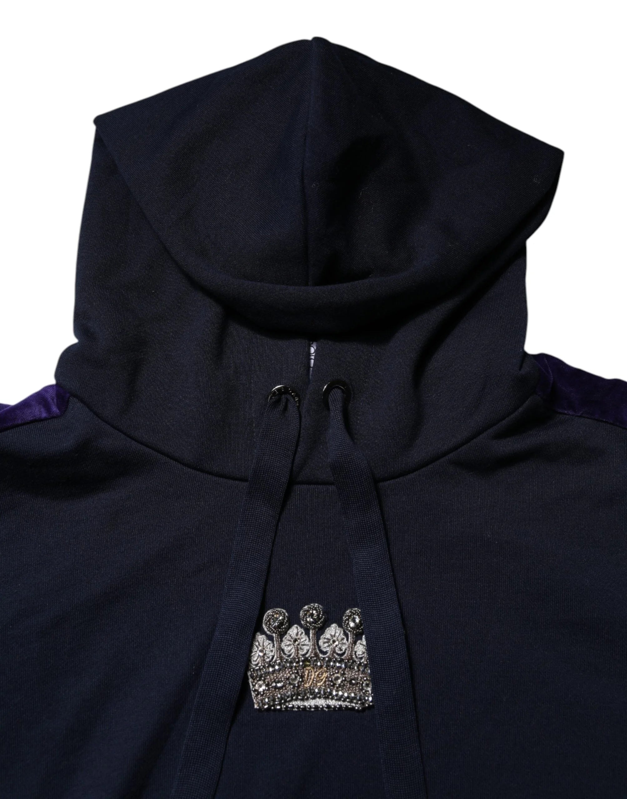Dolce & Gabbana Black Crown Cotton Hooded Sweatshirt Sweater - IT44 | XS