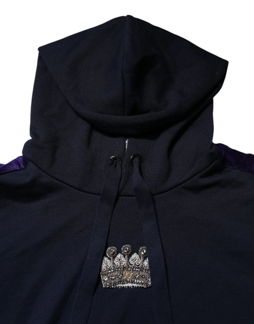 Dolce & Gabbana Black Crown Cotton Hooded Sweatshirt Sweater - IT44 | XS