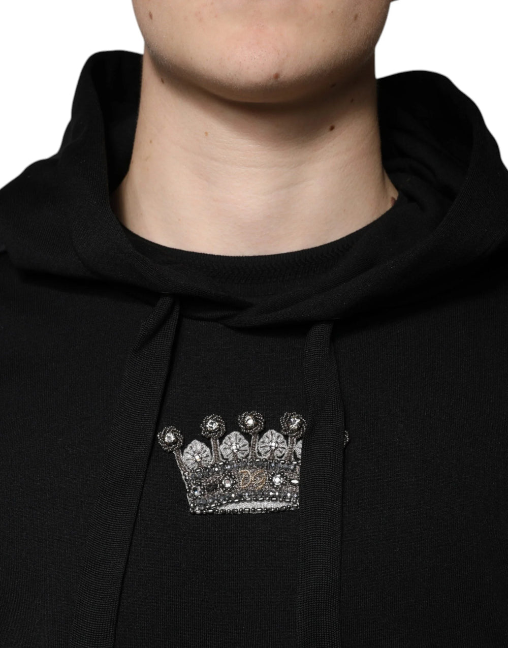 Dolce & Gabbana Black Crown Cotton Hooded Sweatshirt Sweater - IT50 | L - Hoodies