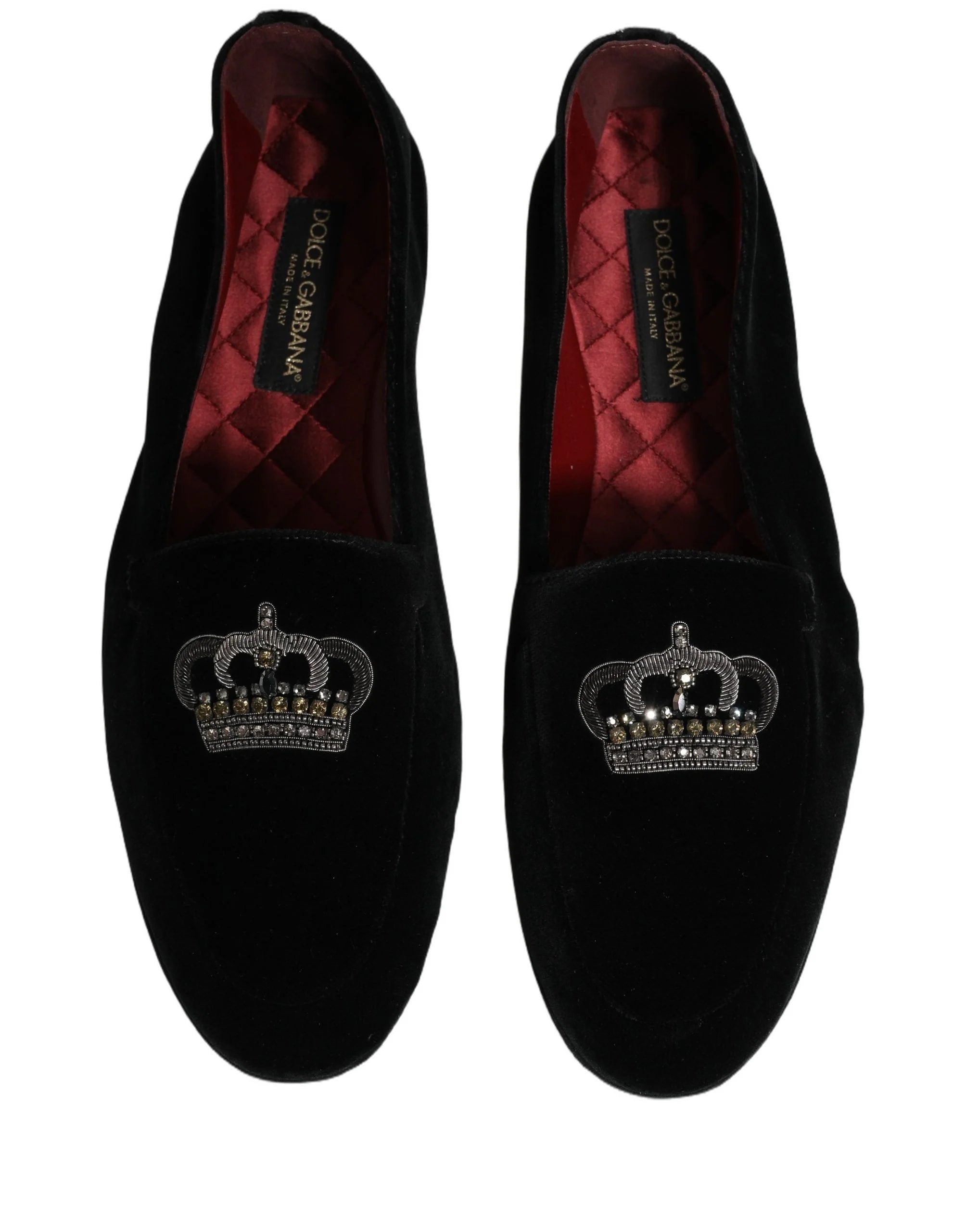 Dolce & Gabbana Black Crown Embellished Dress Loafers Shoes - EU44/US11