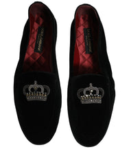 Dolce & Gabbana Black Crown Embellished Dress Loafers Shoes - EU44/US11